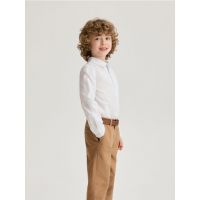 Pantaloni chino cu curea - brun-auriu
