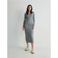 Rochie maxi din jerseu - gri-inchis