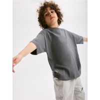 Tricou oversized din bumbac - gri-inchis