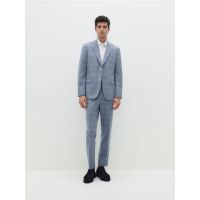 Blazer slim fit in carouri - albastru