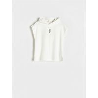 Tricou oversized cu gluga - crem