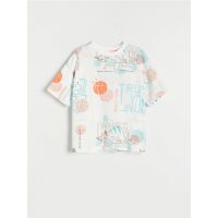 Tricou cu imprimeu all over - crem