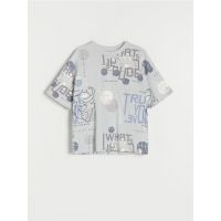 Tricou cu imprimeu all over - gri deschis