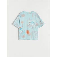 Tricou cu imprimeu all over - acvamarin