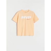 Tricou din bumbac cu imprimeu - oranj-deschis