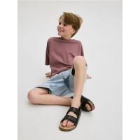 Tricou oversized din bumbac - violet-pruna
