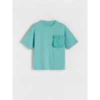 Tricou oversized din bumbac - turcoaz