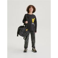 Tricou oversized cu maneca lunga Pokémon - gri-inchis