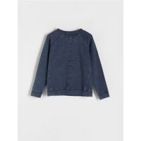 Tricou oversized, cu maneca lunga si efect prespalat - gri-inchis