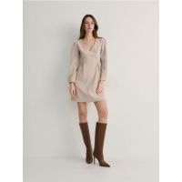 Rochie cu pliuri late decorative - bej