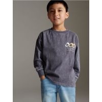 Bluza oversize cu inscriptii - gri-inchis