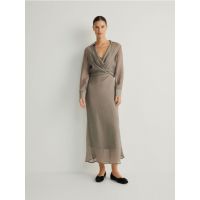 Rochie cu aspect sifonat - gri deschis