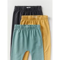 Set de 3 perechi de pantaloni cu continut ridicat de bumbac - galben-pal