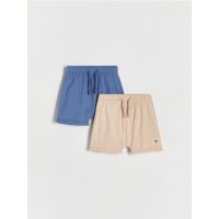 Set de 2 perechi de pantaloni scurti cu continut ridicat de bumbac - bleumarin