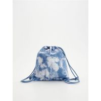 Geanta cu snur si efect tie-dye - albastru-pal