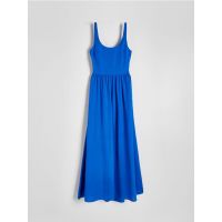 Rochie maxi cu continut ridicat de viscoza - albastru