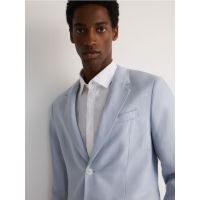 Blazer regular cu adaos de in - albastru-pal