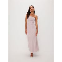 Rochie maxi din jerseu, cu aspect metalizat - roz-pastel