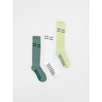 Set de 3 perechi de sosete cu continut ridicat de bumbac - verde-metalizat