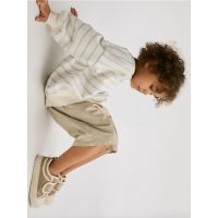 Bluza sport oversized cu dungi - crem