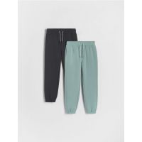 Set de 2 pantaloni jogger cu continut ridicat de bumbac - turcoaz