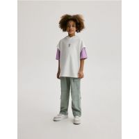 Pantaloni cargo din jerseu - verde-menta