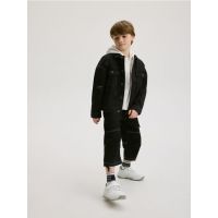 Pantaloni culotte cu tiv contrastant - negru