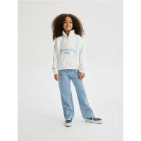 Blugi straight cu model - albastru