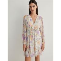 Rochie mini cu model - roz-pastel