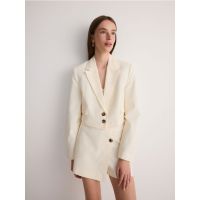 Blazer scurt cu adaos de viscoza - crem