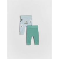 Set de 2 perechi de pantaloni din tricot striat - albastru-pal