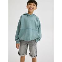 Pantaloni scurti jogger, din denim - gri deschis