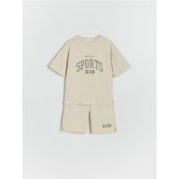 Set din bumbac cu imprimeu - nude