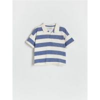 Tricou polo in dungi - bleumarin