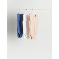 Set de 3 body-uri din tricot striat - bleumarin