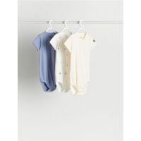 Set 3 body-uri din bumbac - crem