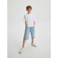 Pantaloni scurti din denim cu rupturi - albastru
