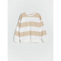Bluza sport oversized cu dungi - crem