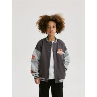 Bluza sport bomber oversized - gri-inchis
