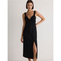 Rochie cu adaos de in - negru