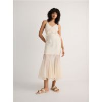Rochie maxi cu volane - crem
