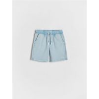 Pantaloni scurti jogger, din bumbac - albastru-pal
