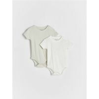 Set 2 body-uri din bumbac - verde-pal