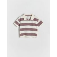 Tricou polo in dungi - violet-pruna