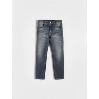 Blugi slim fit cu aspect deteriorat - gri deschis