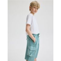 Pantaloni scurti cargo structurati - albastru-verzui