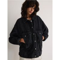 Geaca oversized din denim - negru