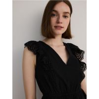 Rochie cu insertii ajurate - negru