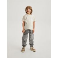 Pantaloni jogger cargo cu efect prespalat - gri deschis