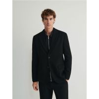 Blazer cu un singur nasture si adaos de lana - negru